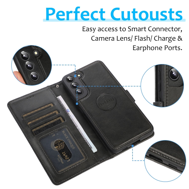 For Samsung Galaxy S22+ 5G Calf Texture 2 in 1 Detachable Magnetic Back Cover Leather Case