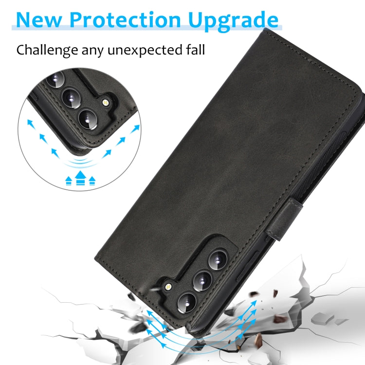 For Samsung Galaxy S22+ 5G Calf Texture 2 in 1 Detachable Magnetic Back Cover Leather Case