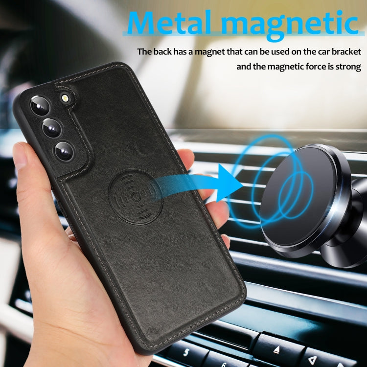 For Samsung Galaxy S22+ 5G Calf Texture 2 in 1 Detachable Magnetic Back Cover Leather Case