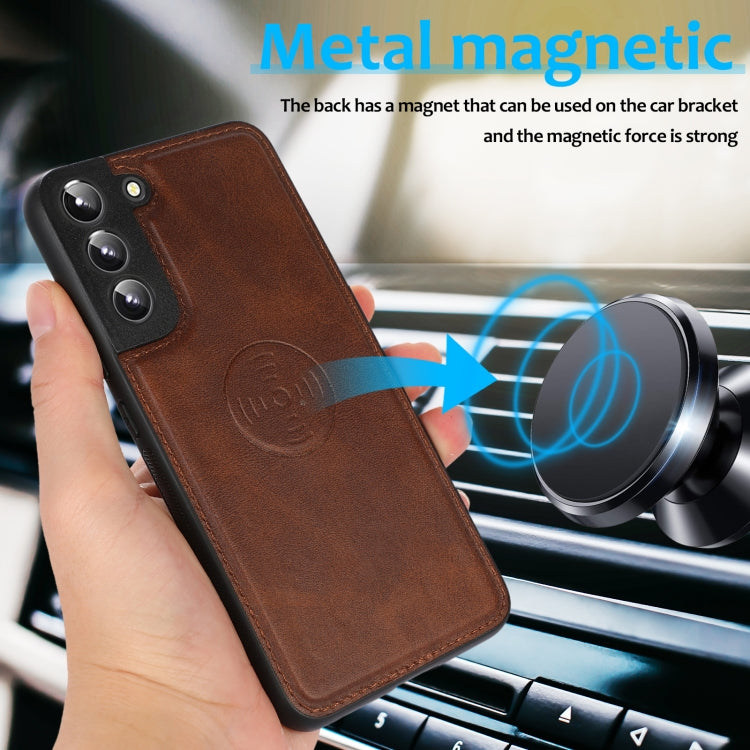 For Samsung Galaxy S22+ 5G Calf Texture 2 in 1 Detachable Magnetic Back Cover Leather Case
