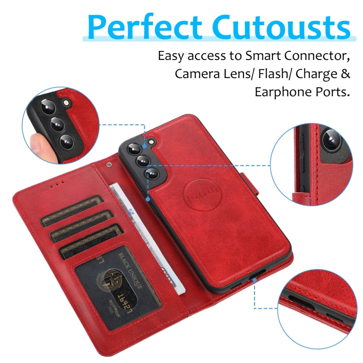 For Samsung Galaxy S22+ 5G Calf Texture 2 in 1 Detachable Magnetic Back Cover Leather Case