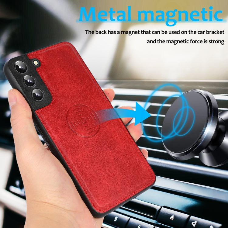 For Samsung Galaxy S22+ 5G Calf Texture 2 in 1 Detachable Magnetic Back Cover Leather Case