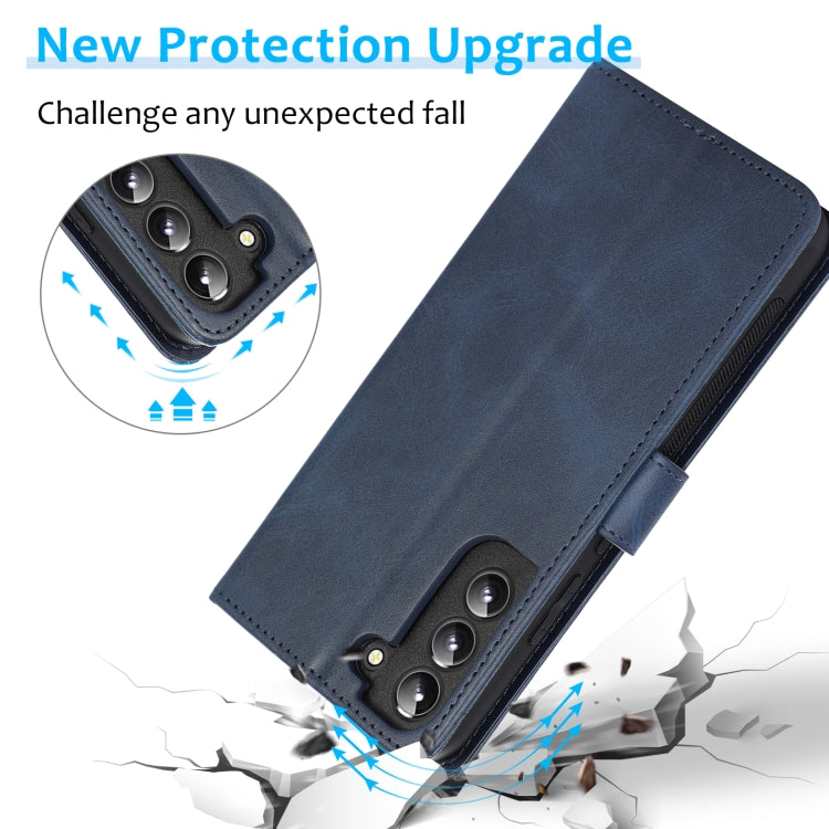 For Samsung Galaxy S22+ 5G Calf Texture 2 in 1 Detachable Magnetic Back Cover Leather Case