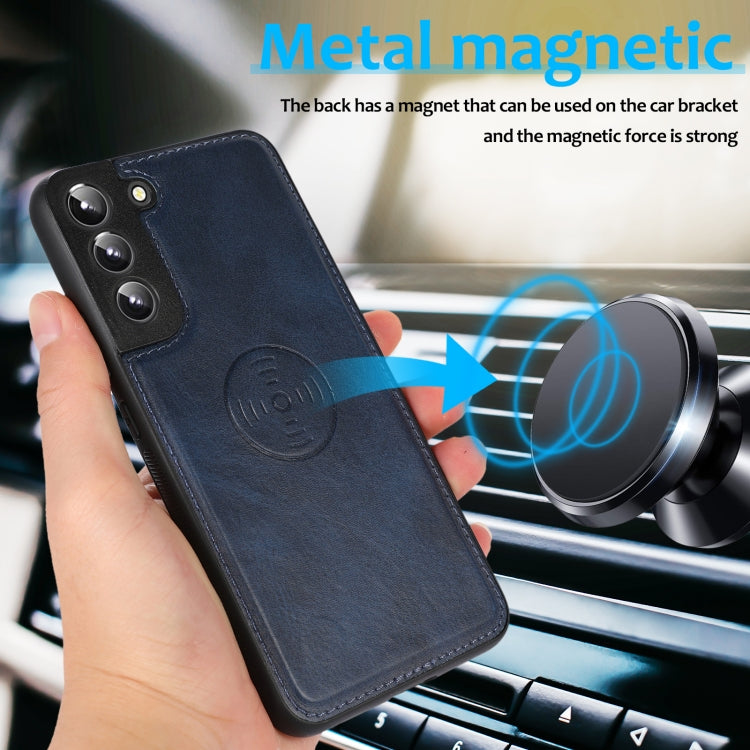 For Samsung Galaxy S22+ 5G Calf Texture 2 in 1 Detachable Magnetic Back Cover Leather Case
