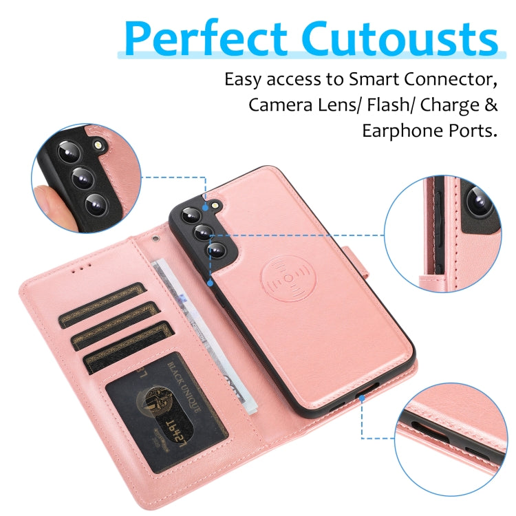 For Samsung Galaxy S22+ 5G Calf Texture 2 in 1 Detachable Magnetic Back Cover Leather Case