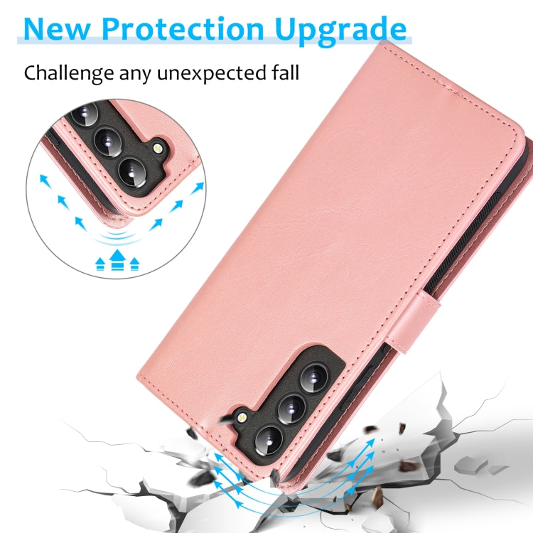 For Samsung Galaxy S22+ 5G Calf Texture 2 in 1 Detachable Magnetic Back Cover Leather Case