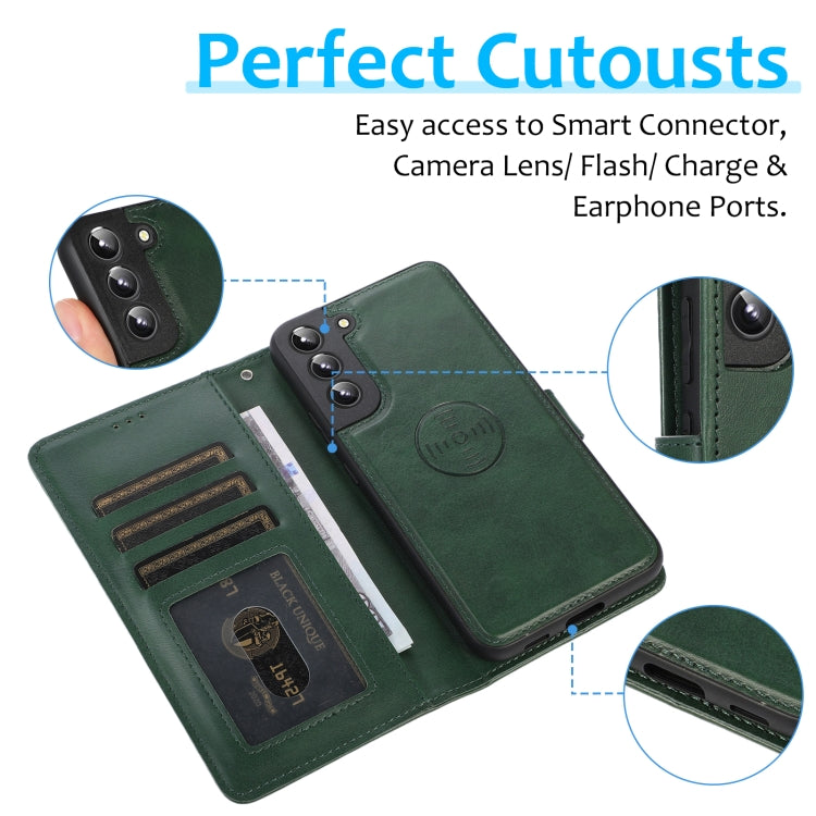 For Samsung Galaxy S22+ 5G Calf Texture 2 in 1 Detachable Magnetic Back Cover Leather Case