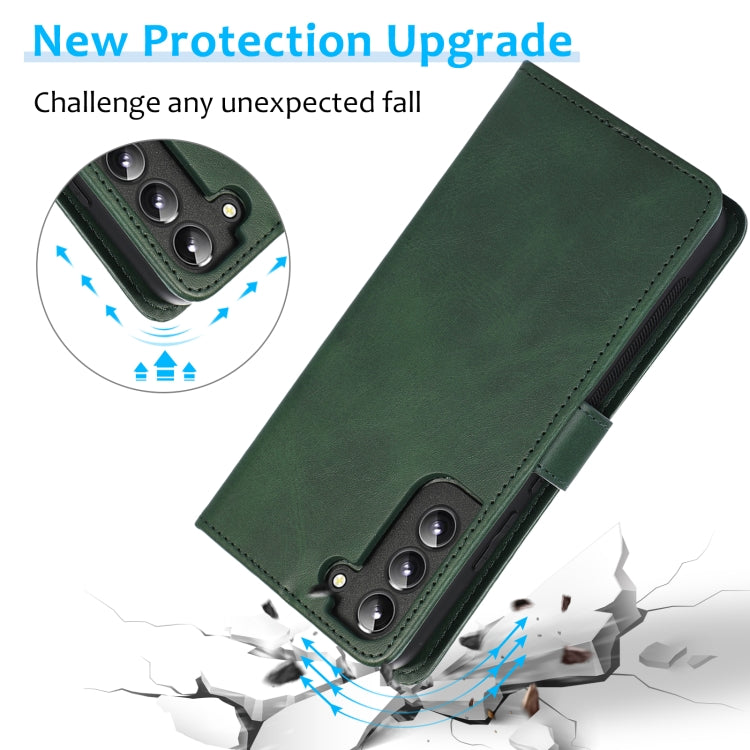 For Samsung Galaxy S22+ 5G Calf Texture 2 in 1 Detachable Magnetic Back Cover Leather Case