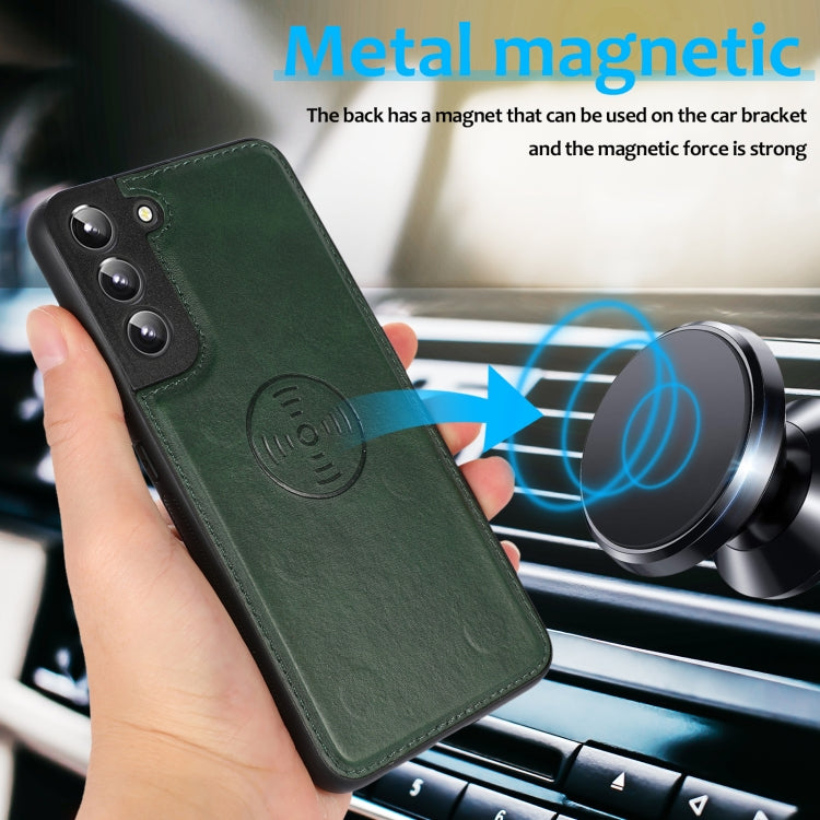 For Samsung Galaxy S22+ 5G Calf Texture 2 in 1 Detachable Magnetic Back Cover Leather Case