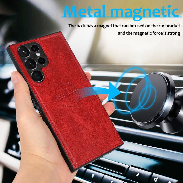 For Samsung Galaxy S22 Ultra 5G Calf Texture 2 in 1 Detachable Magnetic Back Cover Leather Case