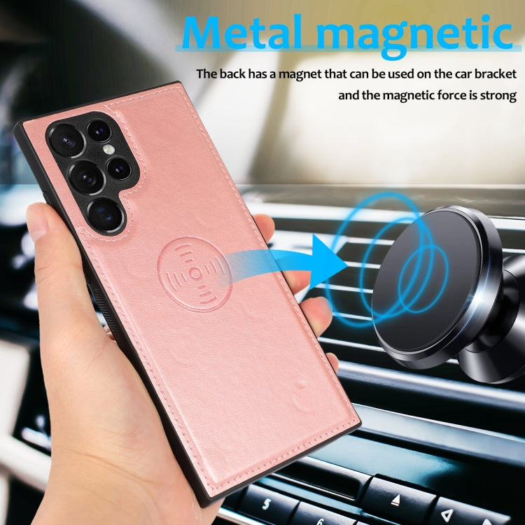 For Samsung Galaxy S22 Ultra 5G Calf Texture 2 in 1 Detachable Magnetic Back Cover Leather Case