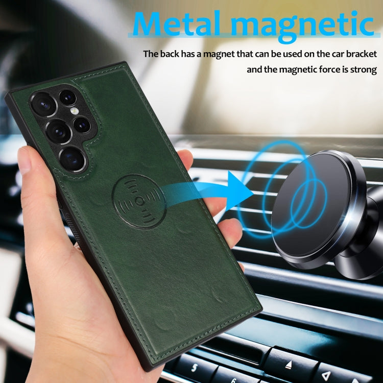 For Samsung Galaxy S22 Ultra 5G Calf Texture 2 in 1 Detachable Magnetic Back Cover Leather Case