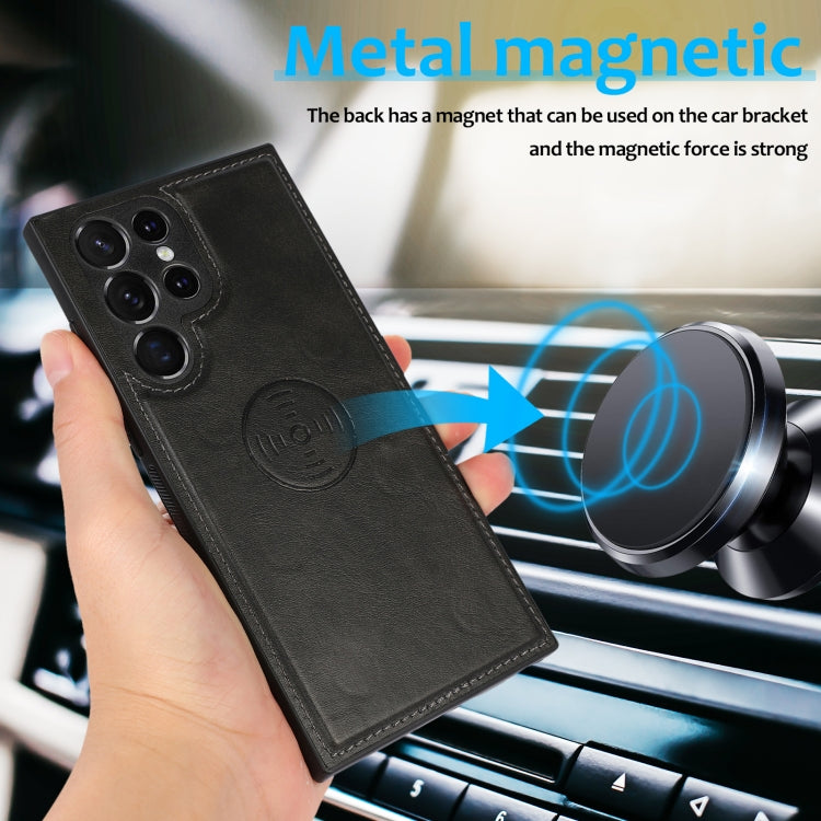 For Samsung Galaxy S23 Ultra 5G Calf Texture 2 in 1 Detachable Magnetic Back Cover Leather Case