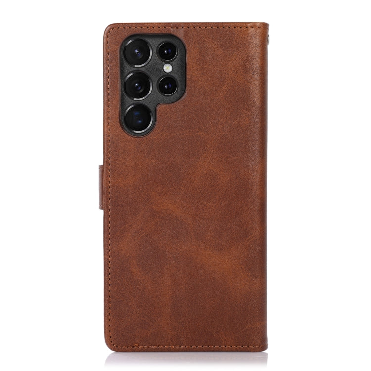 For Samsung Galaxy S23 Ultra 5G Calf Texture 2 in 1 Detachable Magnetic Back Cover Leather Case