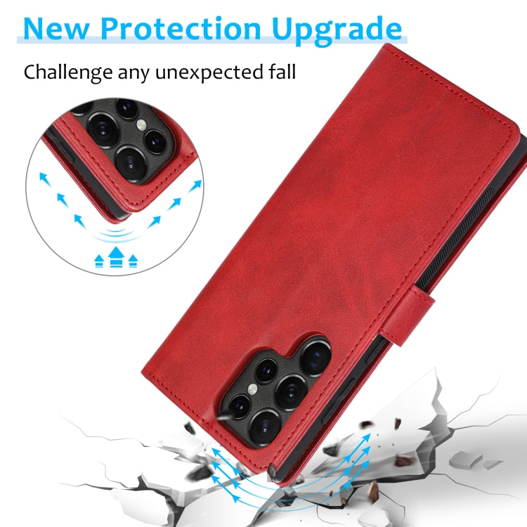 For Samsung Galaxy S23 Ultra 5G Calf Texture 2 in 1 Detachable Magnetic Back Cover Leather Case