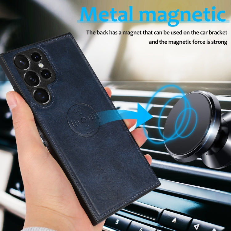 For Samsung Galaxy S23 Ultra 5G Calf Texture 2 in 1 Detachable Magnetic Back Cover Leather Case