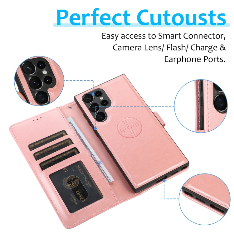 For Samsung Galaxy S23 Ultra 5G Calf Texture 2 in 1 Detachable Magnetic Back Cover Leather Case
