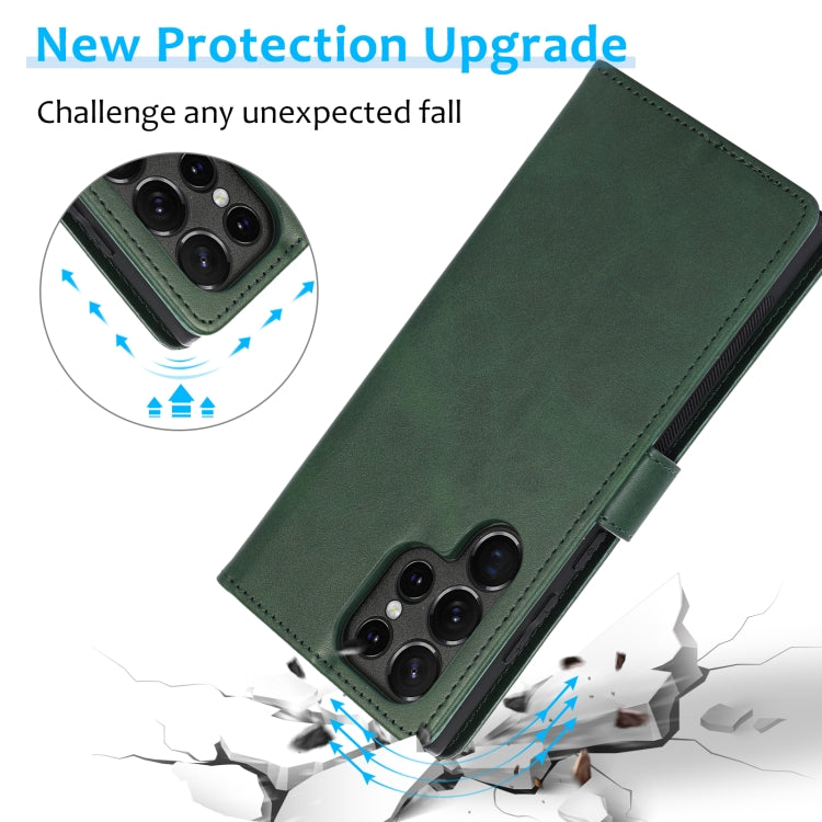 For Samsung Galaxy S23 Ultra 5G Calf Texture 2 in 1 Detachable Magnetic Back Cover Leather Case