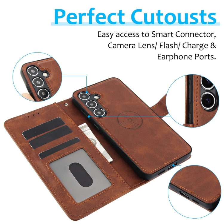 For Samsung Galaxy S24+ 5G Calf Texture 2 in 1 Detachable Magnetic Back Cover Leather Case