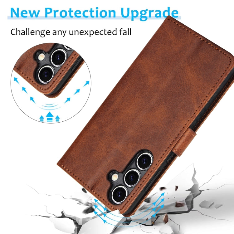For Samsung Galaxy S24+ 5G Calf Texture 2 in 1 Detachable Magnetic Back Cover Leather Case
