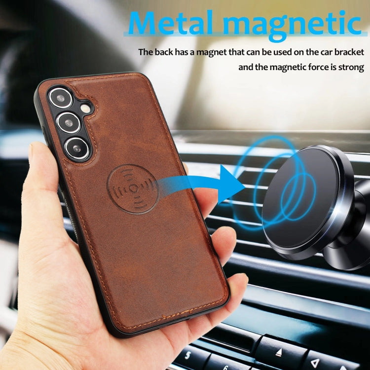 For Samsung Galaxy S24+ 5G Calf Texture 2 in 1 Detachable Magnetic Back Cover Leather Case