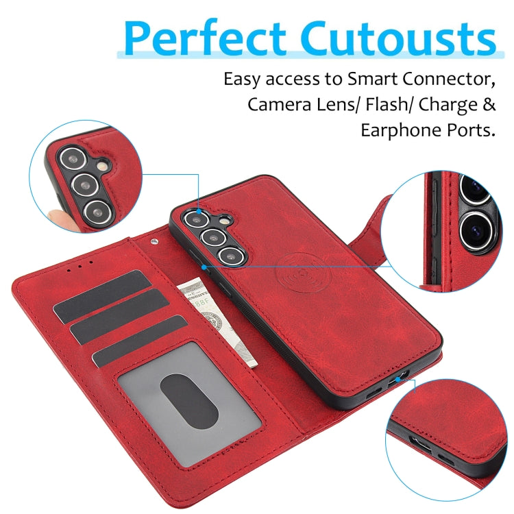 For Samsung Galaxy S24+ 5G Calf Texture 2 in 1 Detachable Magnetic Back Cover Leather Case