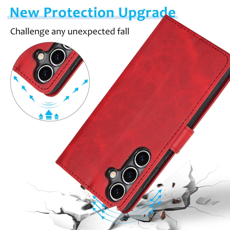 For Samsung Galaxy S24+ 5G Calf Texture 2 in 1 Detachable Magnetic Back Cover Leather Case