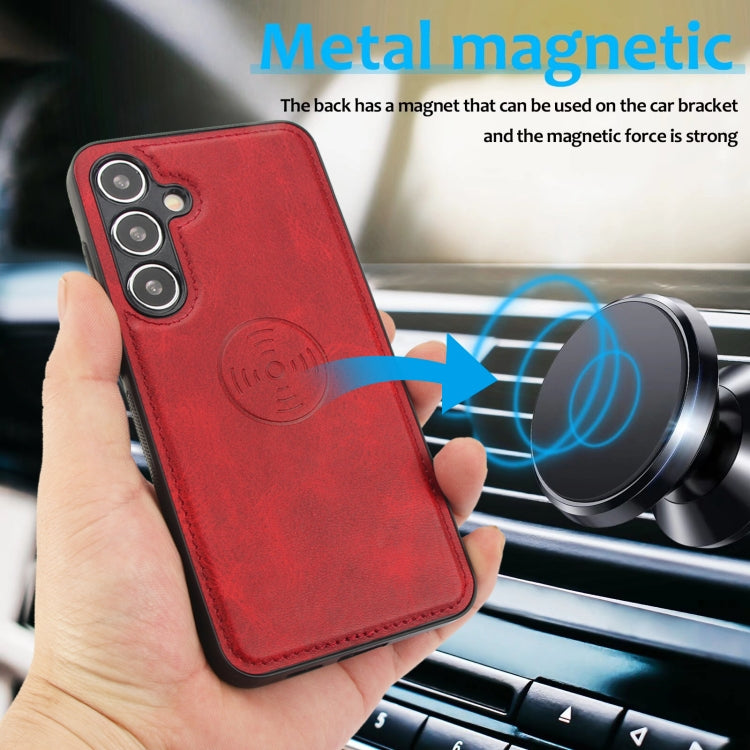 For Samsung Galaxy S24+ 5G Calf Texture 2 in 1 Detachable Magnetic Back Cover Leather Case
