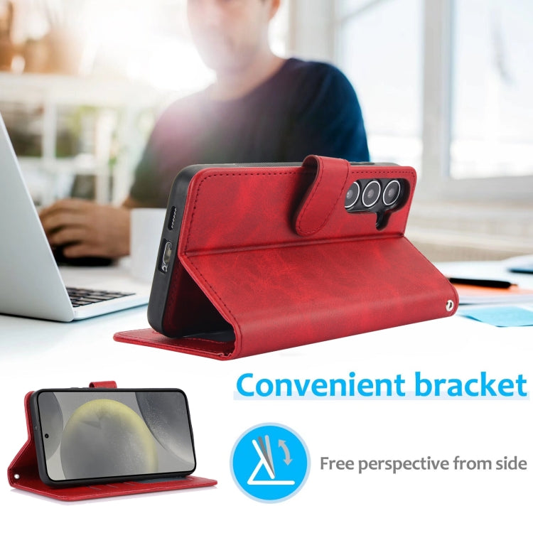For Samsung Galaxy S24+ 5G Calf Texture 2 in 1 Detachable Magnetic Back Cover Leather Case