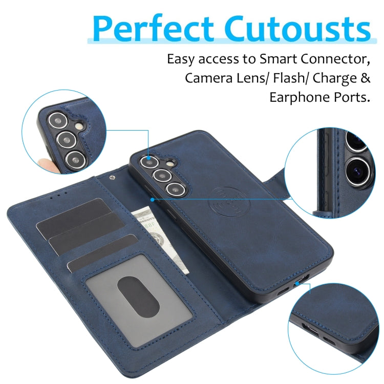For Samsung Galaxy S24+ 5G Calf Texture 2 in 1 Detachable Magnetic Back Cover Leather Case