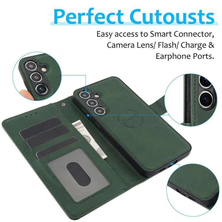 For Samsung Galaxy S24+ 5G Calf Texture 2 in 1 Detachable Magnetic Back Cover Leather Case