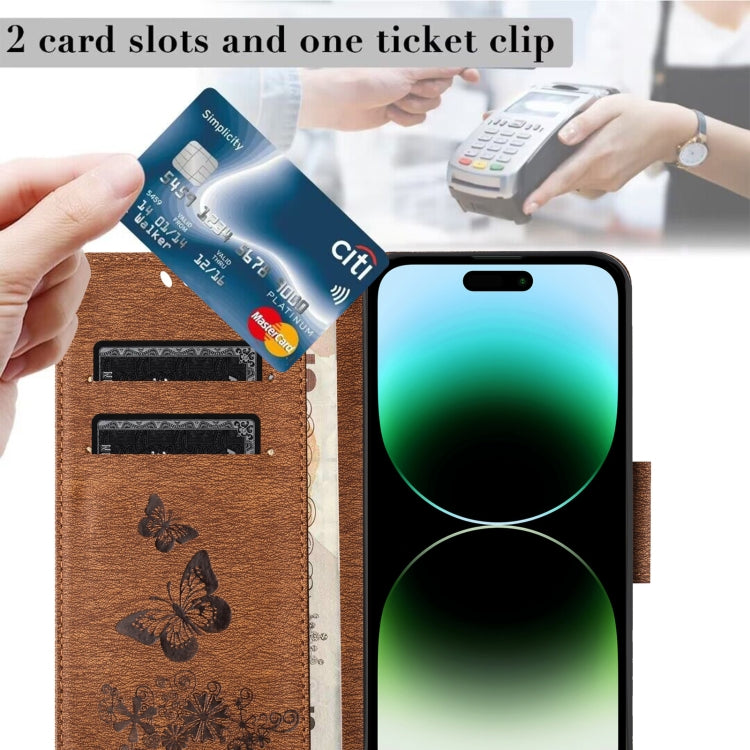 For Redmi Note 14 5G Butterfly Embossed Flip Leather Phone Case