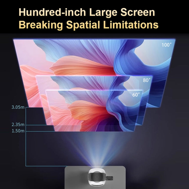 T-2 1920 x 1080P 240ANSI HiSilicon 352 Android 9.0 Portable Projector, US Plug - White