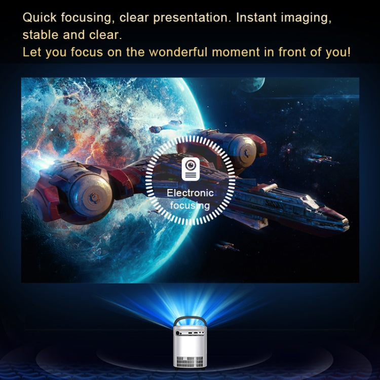 T-2 1920 x 1080P 240ANSI HiSilicon 352 Android 9.0 Portable Projector, US Plug - White