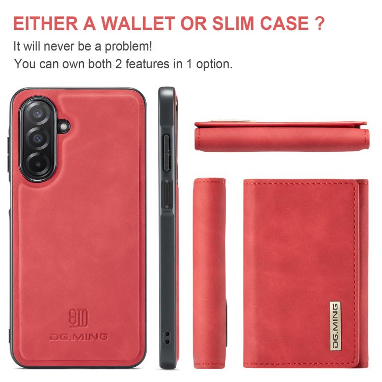 For Samsung Galaxy A26 5G DG.MING M1 Series 3-Fold Multi Card Wallet + Magnetic Phone Case