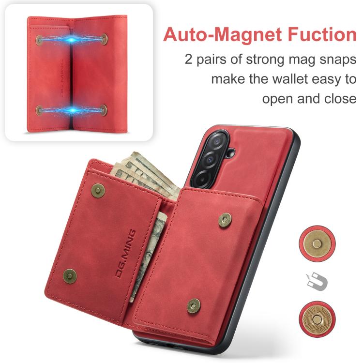 For Samsung Galaxy A26 5G DG.MING M1 Series 3-Fold Multi Card Wallet + Magnetic Phone Case