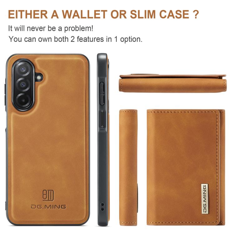 For Samsung Galaxy A26 5G DG.MING M1 Series 3-Fold Multi Card Wallet + Magnetic Phone Case