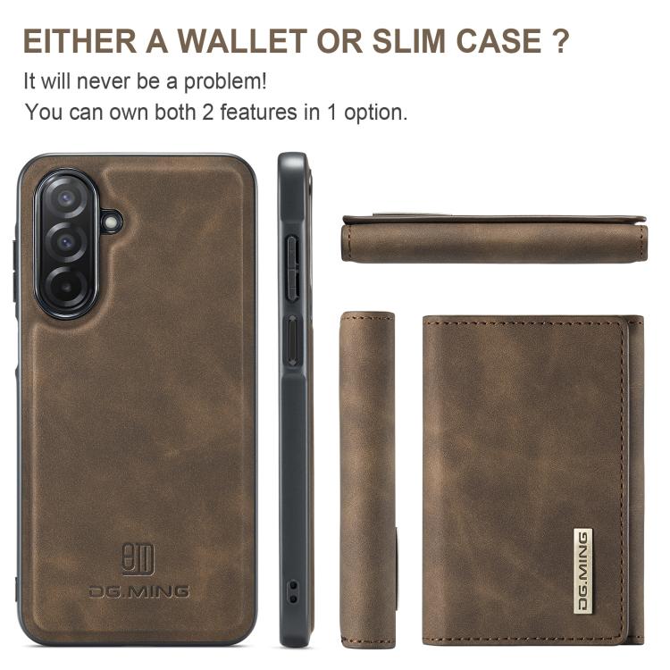 For Samsung Galaxy A26 5G DG.MING M1 Series 3-Fold Multi Card Wallet + Magnetic Phone Case