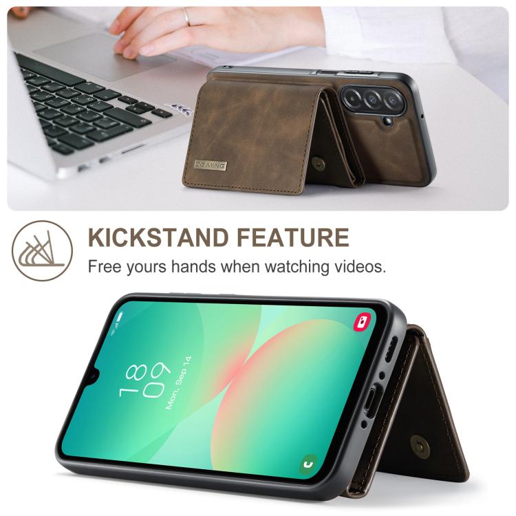 For Samsung Galaxy A26 5G DG.MING M1 Series 3-Fold Multi Card Wallet + Magnetic Phone Case