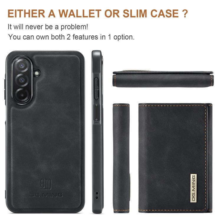 For Samsung Galaxy A26 5G DG.MING M1 Series 3-Fold Multi Card Wallet + Magnetic Phone Case
