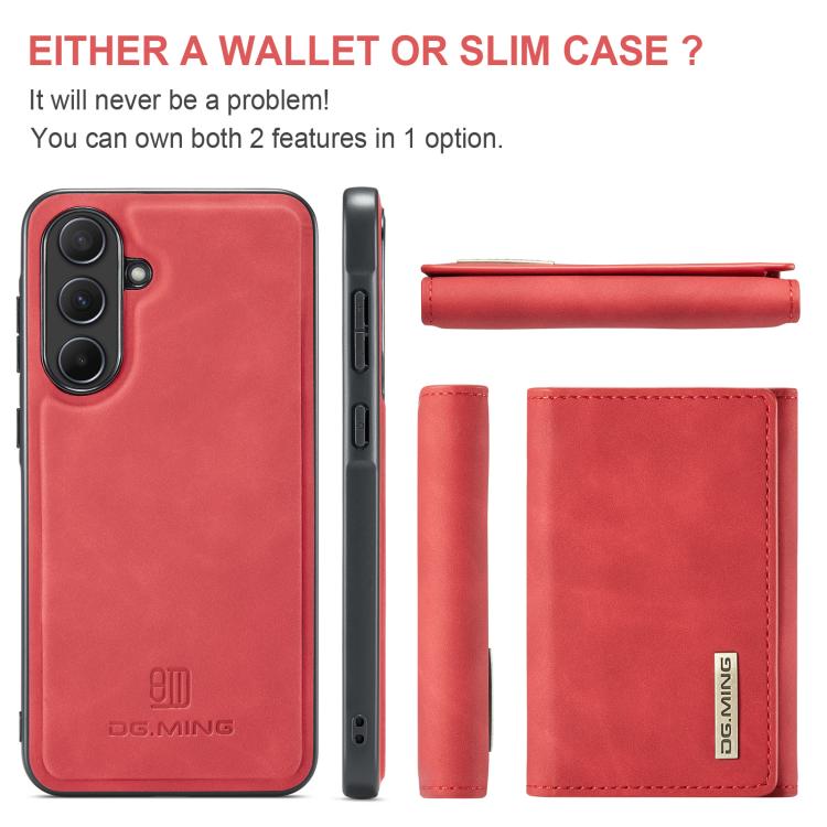 For Samsung Galaxy A56 5G DG.MING M1 Series 3-Fold Multi Card Wallet + Magnetic Phone Case