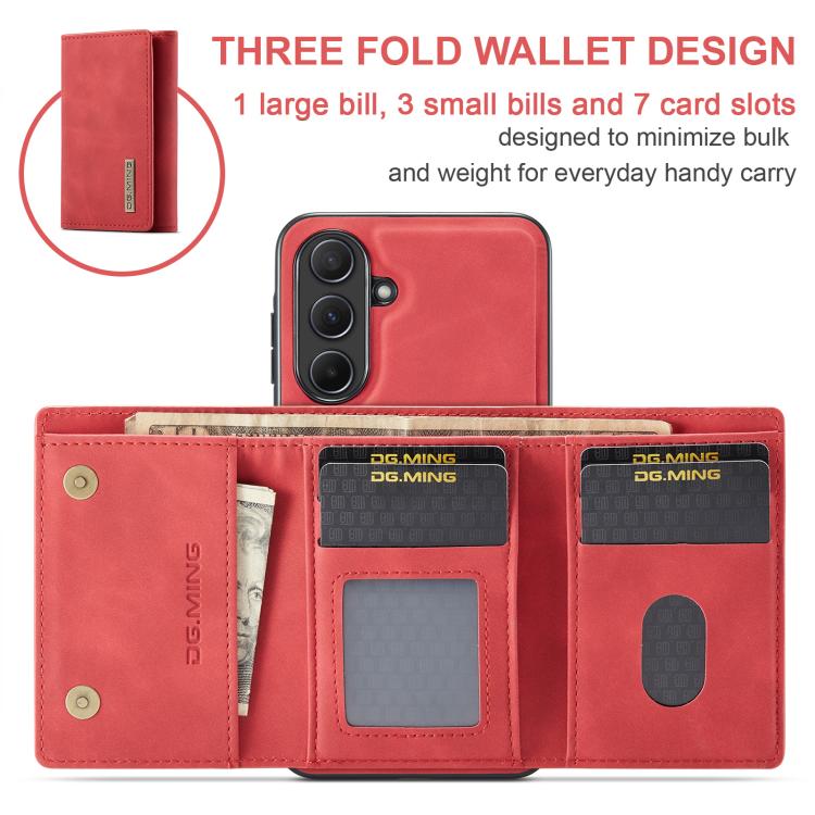 For Samsung Galaxy A56 5G DG.MING M1 Series 3-Fold Multi Card Wallet + Magnetic Phone Case