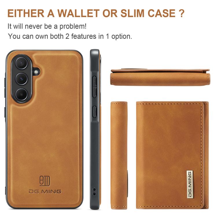 For Samsung Galaxy A56 5G DG.MING M1 Series 3-Fold Multi Card Wallet + Magnetic Phone Case