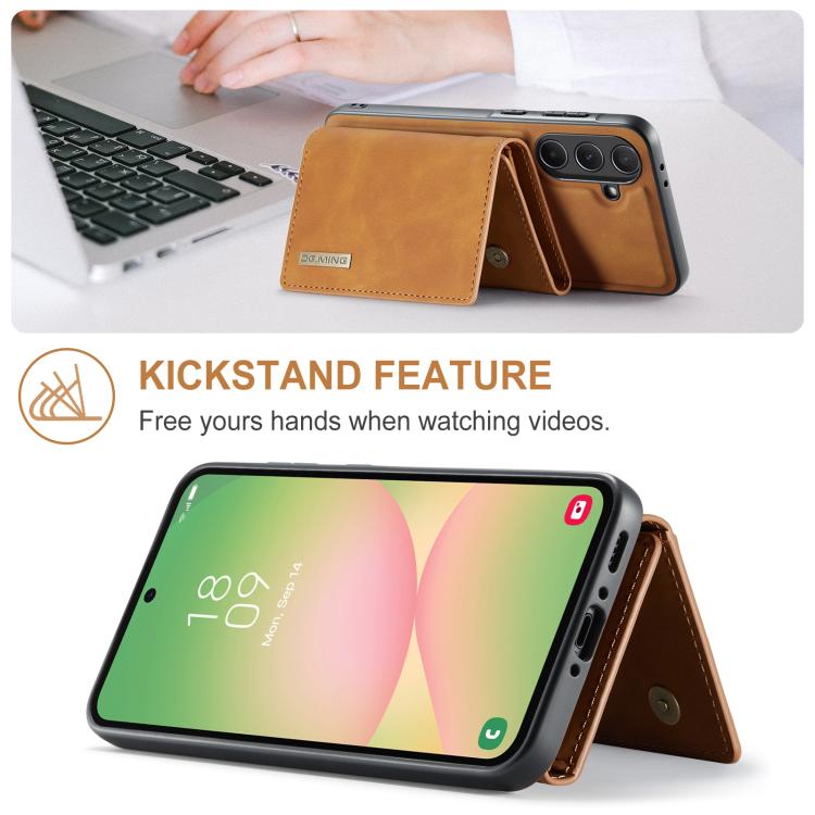 For Samsung Galaxy A56 5G DG.MING M1 Series 3-Fold Multi Card Wallet + Magnetic Phone Case