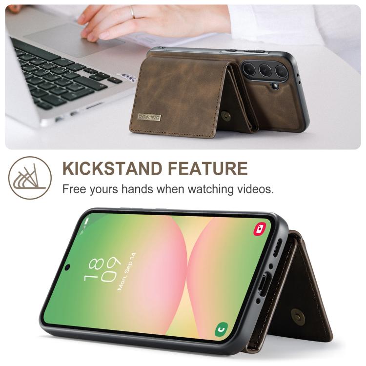 For Samsung Galaxy A56 5G DG.MING M1 Series 3-Fold Multi Card Wallet + Magnetic Phone Case