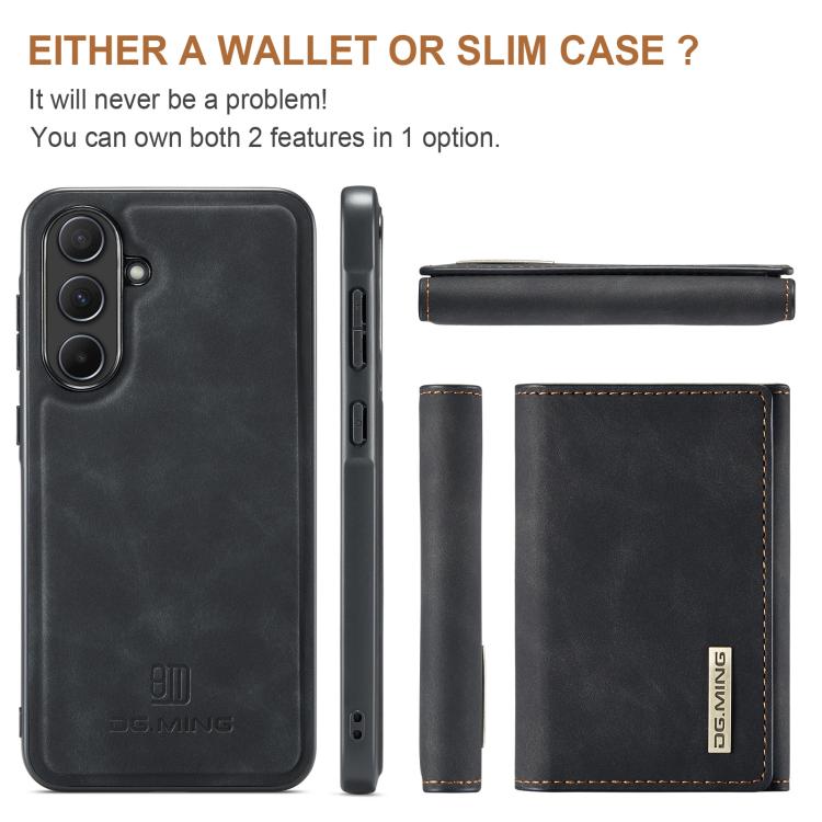 For Samsung Galaxy A56 5G DG.MING M1 Series 3-Fold Multi Card Wallet + Magnetic Phone Case