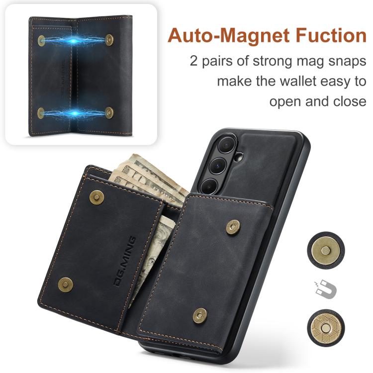 For Samsung Galaxy A56 5G DG.MING M1 Series 3-Fold Multi Card Wallet + Magnetic Phone Case