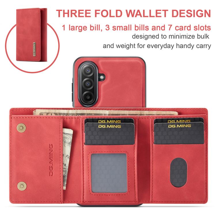 For Samsung Galaxy A17 4G / 5G DG.MING M1 Series 3-Fold Multi Card Wallet + Magnetic Phone Case
