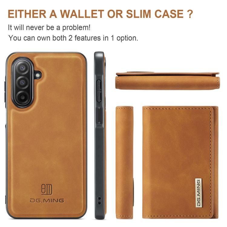 For Samsung Galaxy A17 4G / 5G DG.MING M1 Series 3-Fold Multi Card Wallet + Magnetic Phone Case