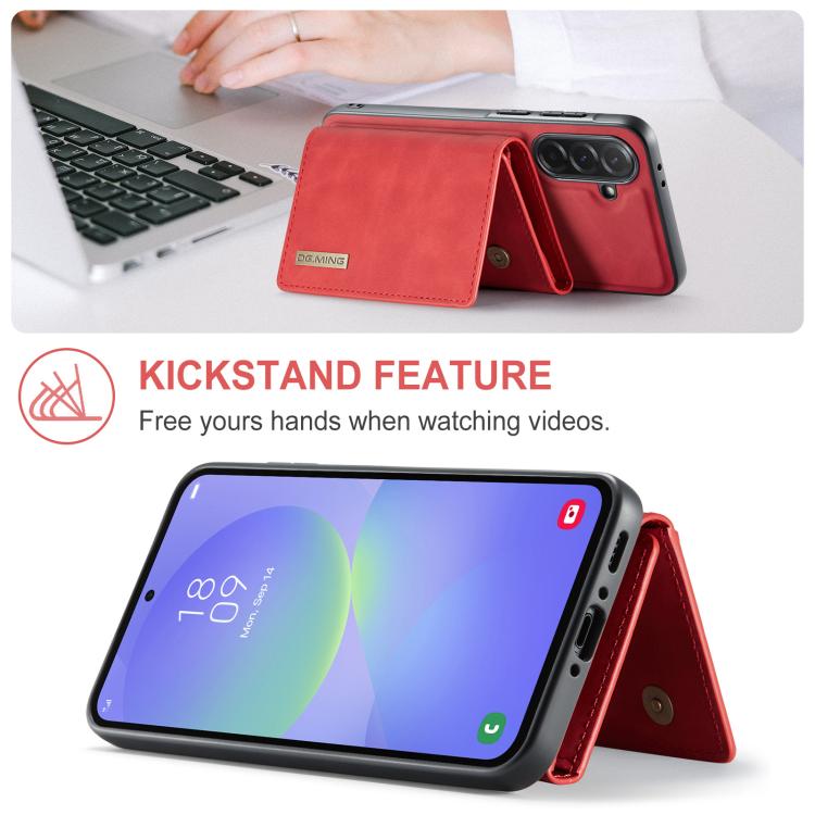 For Samsung Galaxy A37 5G DG.MING M1 Series 3-Fold Multi Card Wallet + Magnetic Phone Case